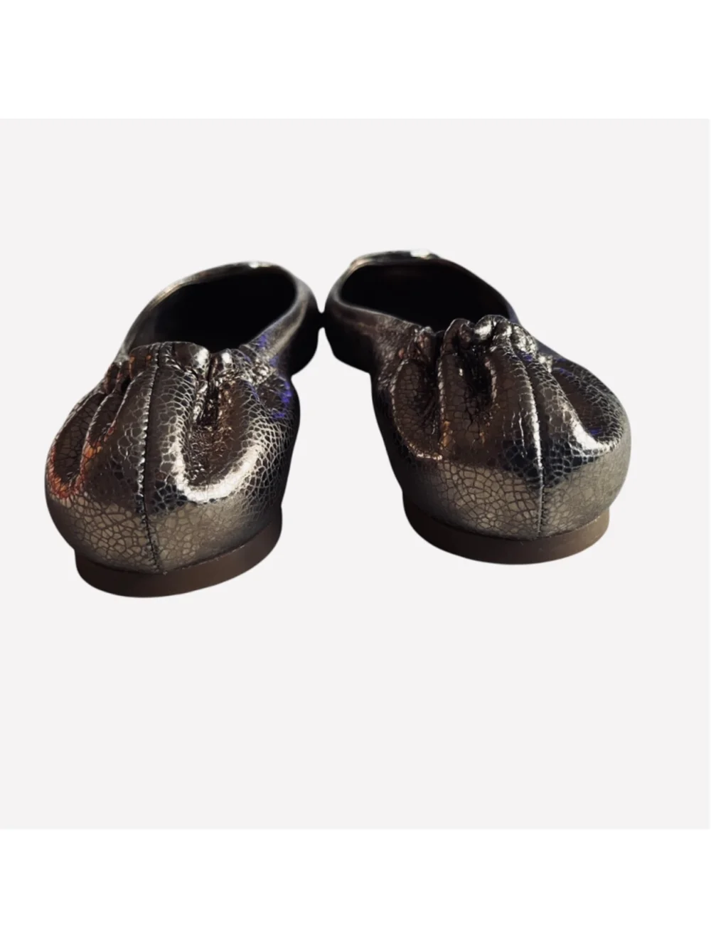 Tory Burch Metal Luna Silver REVA Ballet Flats Size 11